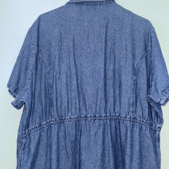 The Vermont Country Store Denim Button-Front Dress 2X 100% Cotton Short Sleeve - Picture 6 of 8